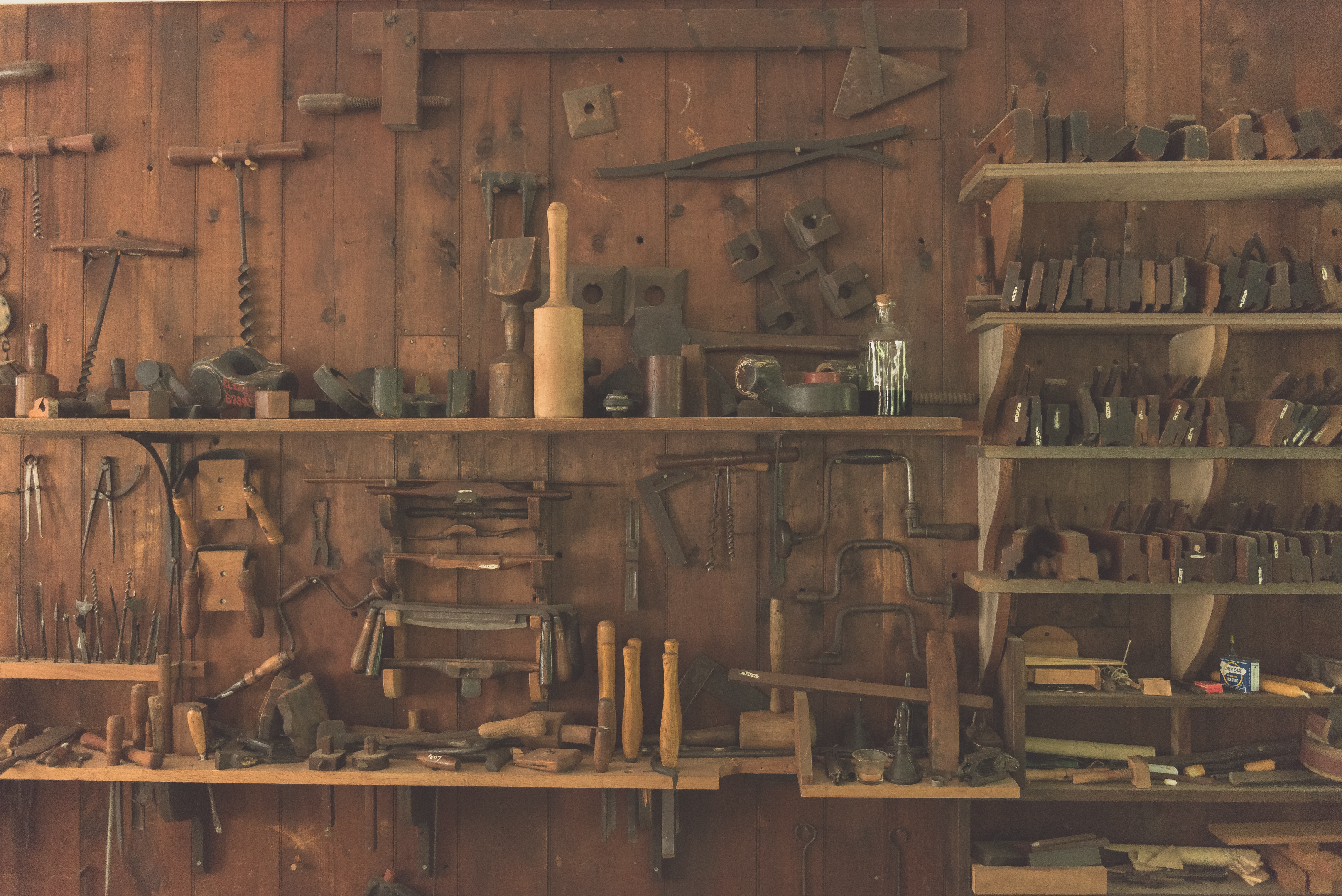 Photo of tools hung on wall